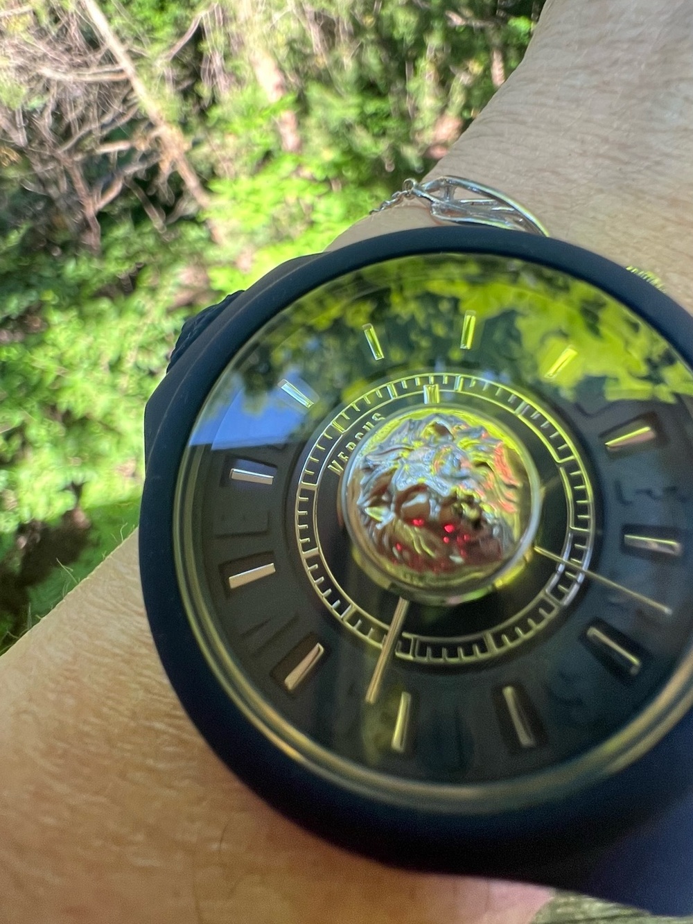 Versus Versace Navy Blue and Silver Medusa Dial Women's Watch